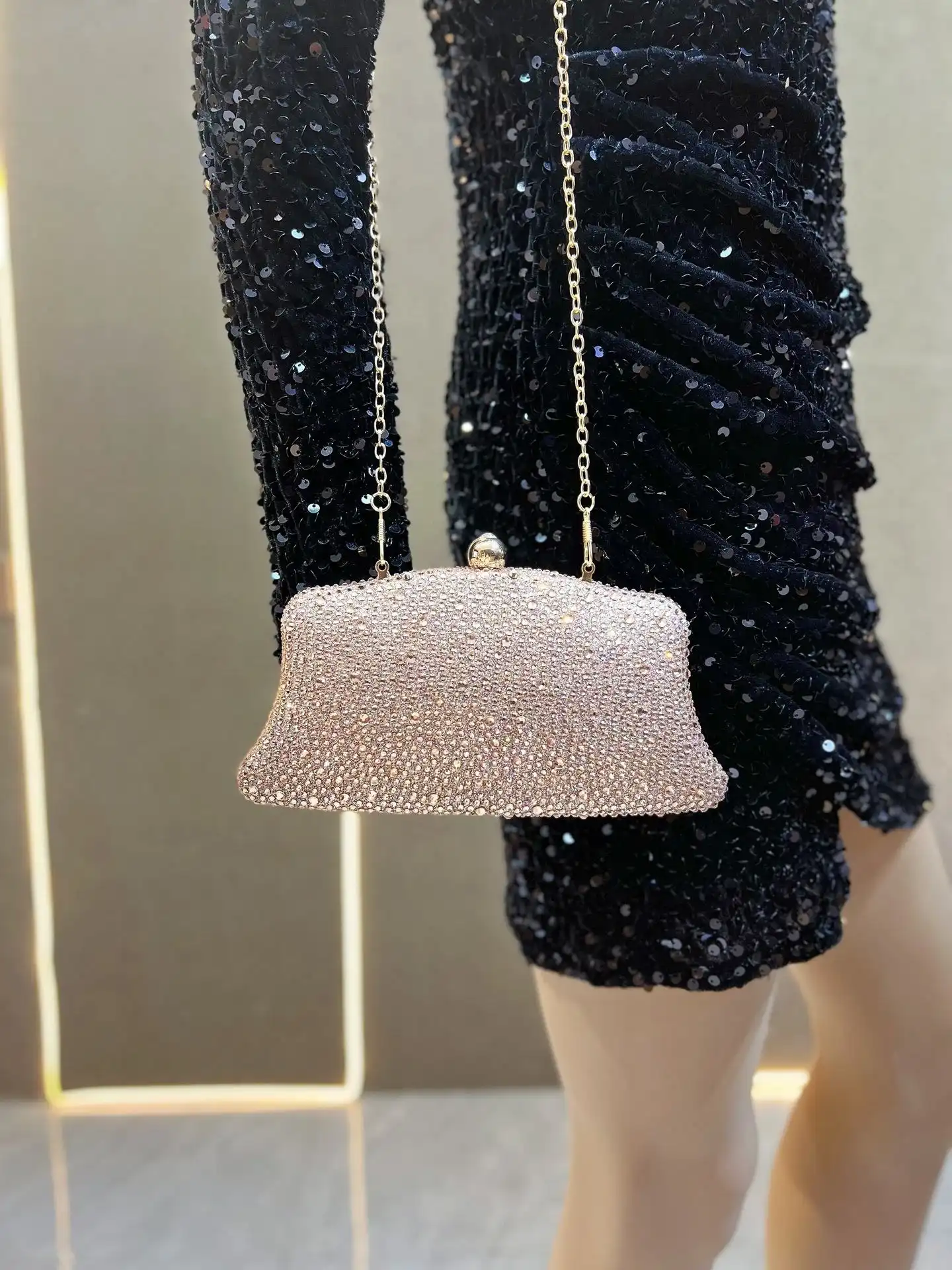 Product image of Premium Crystal Studded Luxury Party Clutch Bag for Women  FSC-00103 – Elegant Bridal & Evening Handbag