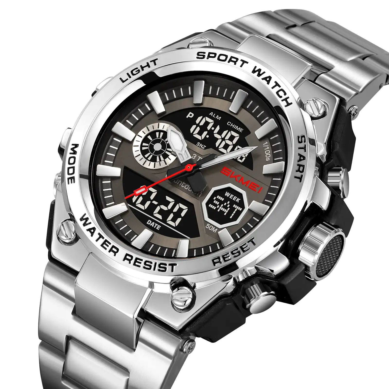 Product image of SKMEI 2416 Tactical Digital Watch – Stainless Steel Triple Time Military Sports Watch for Men
