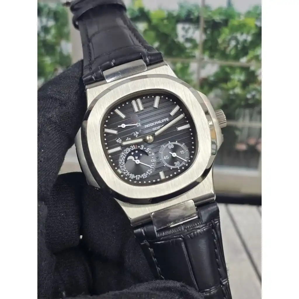 Product image of Patek Philippe Nautilus 5712G-001 Moonphase Premium Replica – Luxury Leather Strap Edition for Men