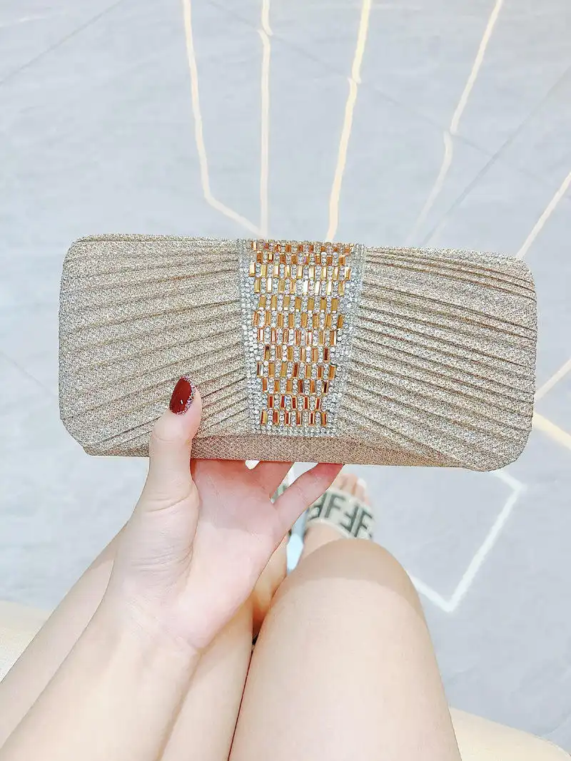 Product image of Luxury Pleated Rhinestone Party Clutch Bag FSC-00105