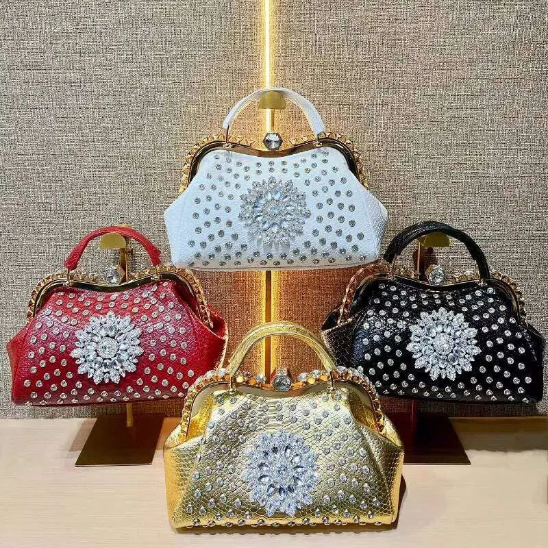 Product image of luxury fashion diamond-embellished women's leather top-handle handbags  l FSC-00111