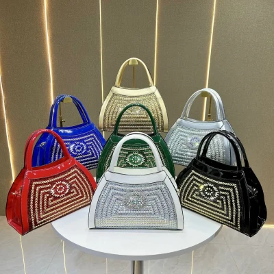 Rhinestone or crystal-embellished top handle handbags  l FSC-00113
