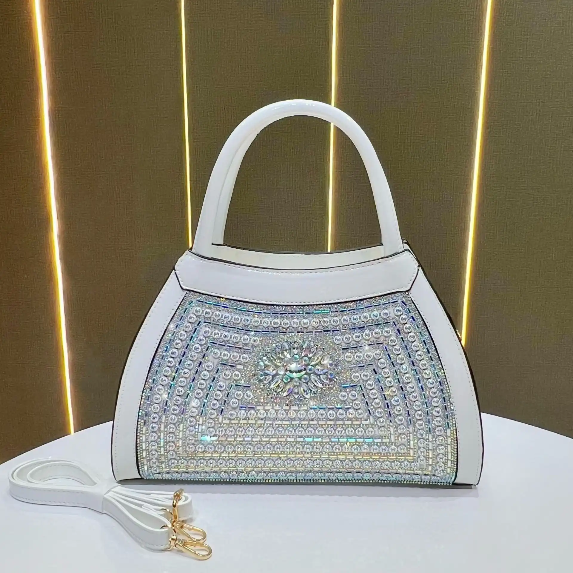 Product image of Rhinestone or crystal-embellished top handle handbags  l FSC-00113