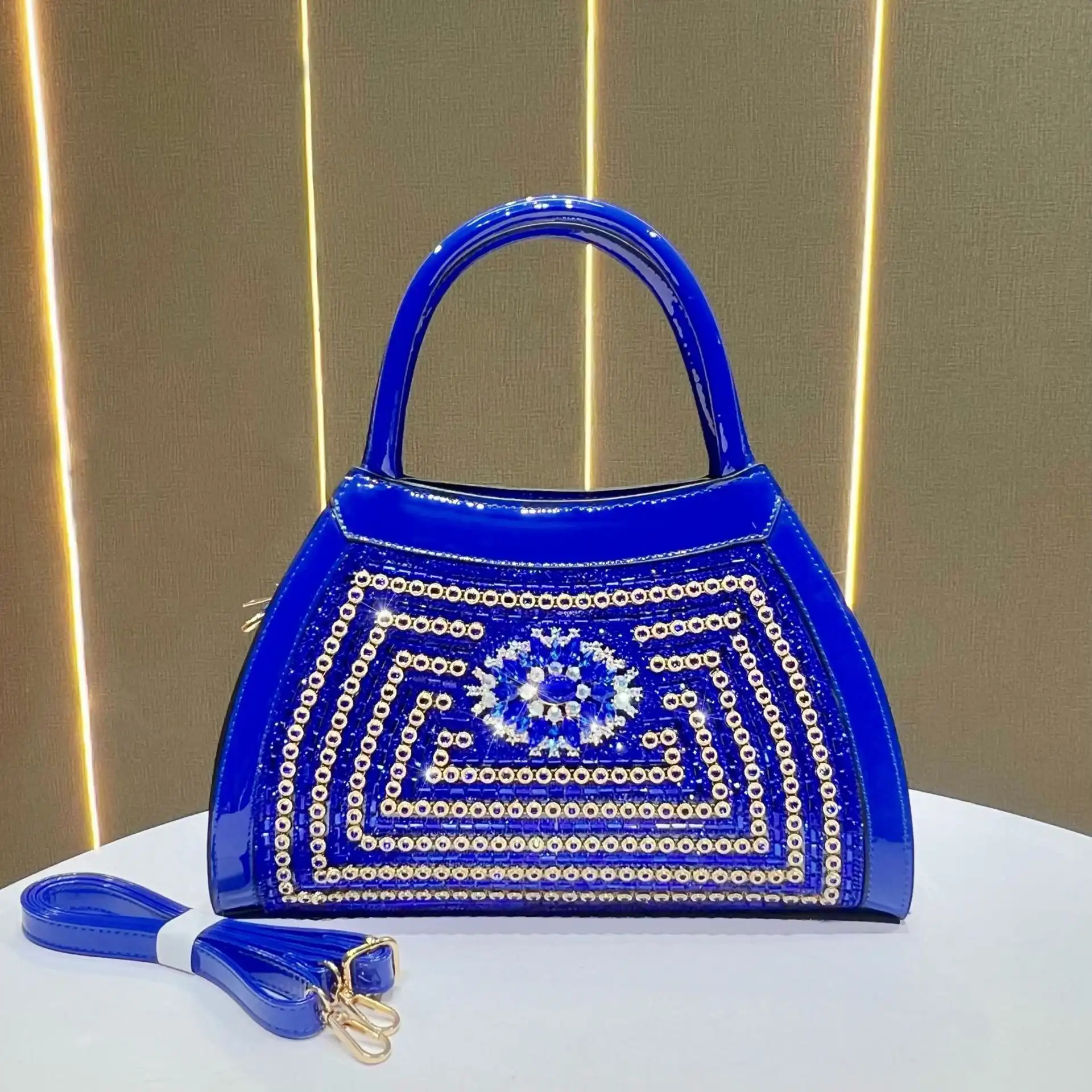 Product image of Rhinestone or crystal-embellished top handle handbags  l FSC-00113