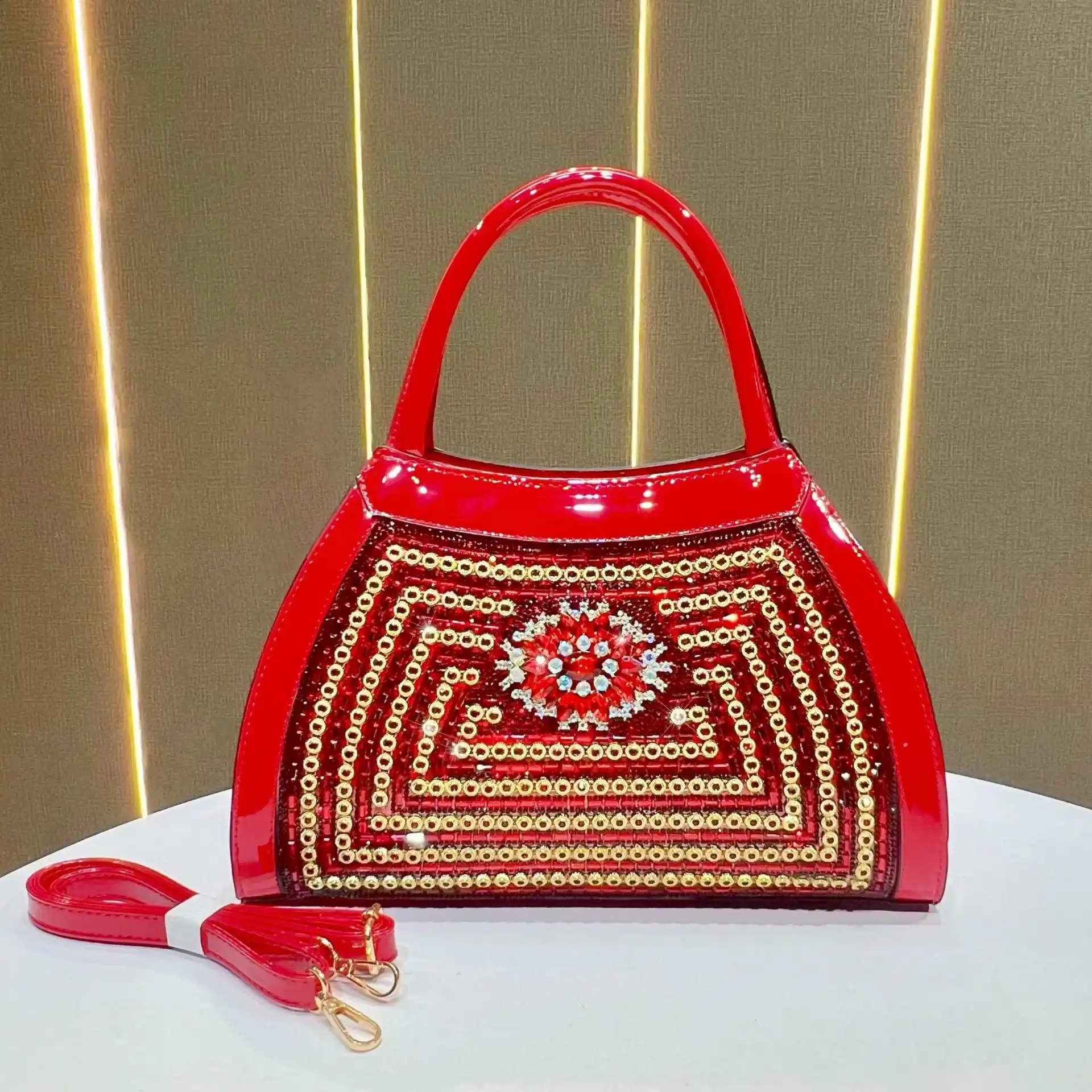 Product image of Rhinestone or crystal-embellished top handle handbags  l FSC-00113