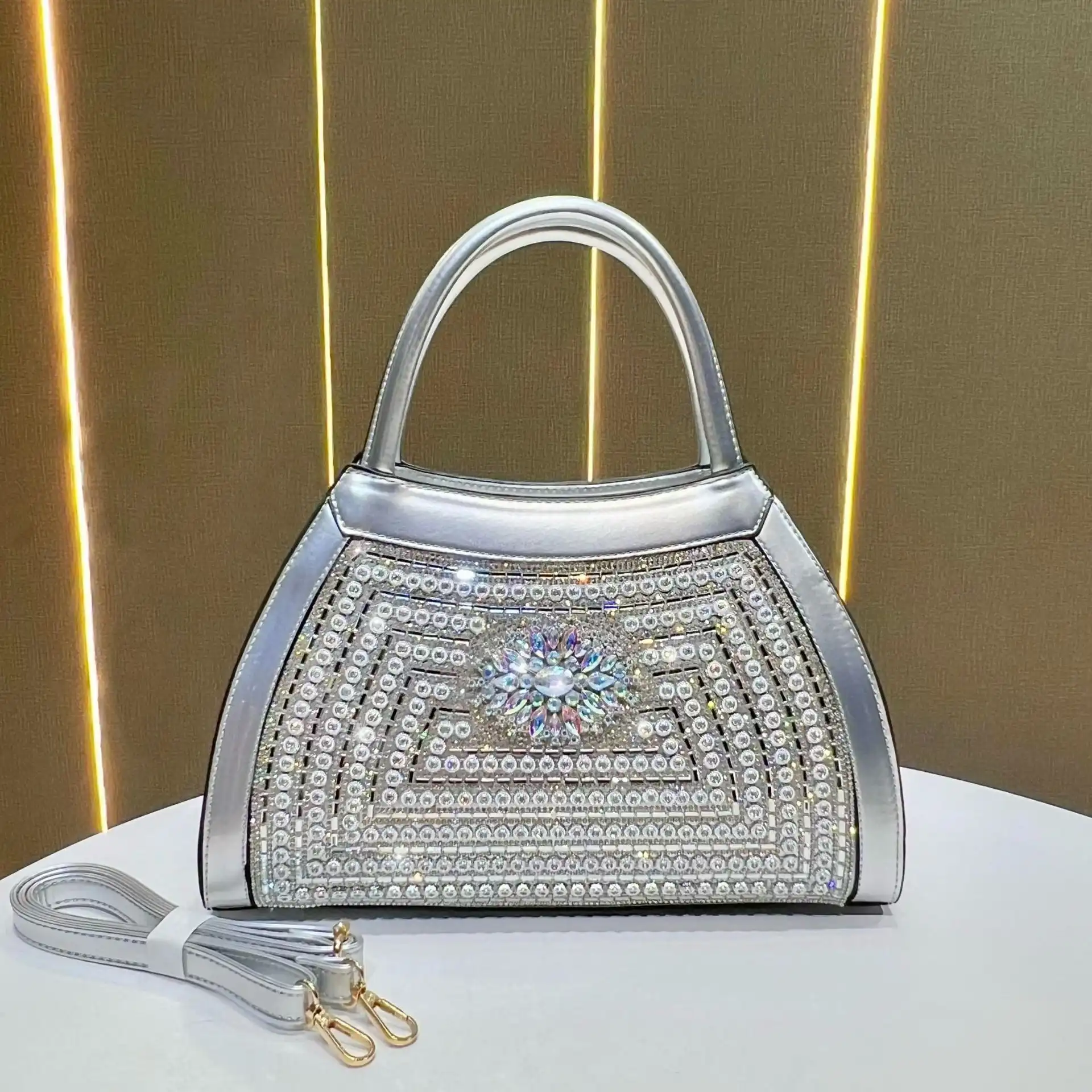 Product image of Rhinestone or crystal-embellished top handle handbags  l FSC-00113