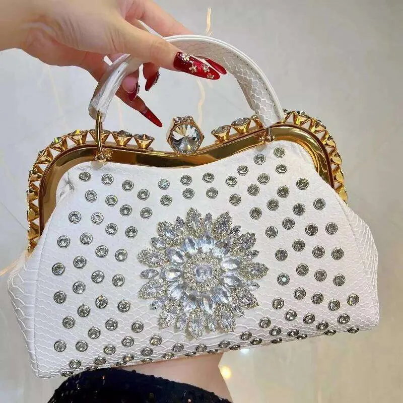 Product image of luxury fashion diamond-embellished women's leather top-handle handbags  l FSC-00111
