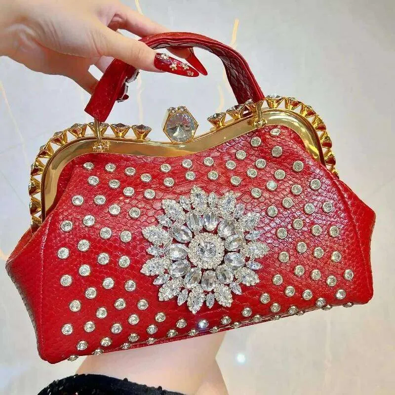 Product image of luxury fashion diamond-embellished women's leather top-handle handbags  l FSC-00111