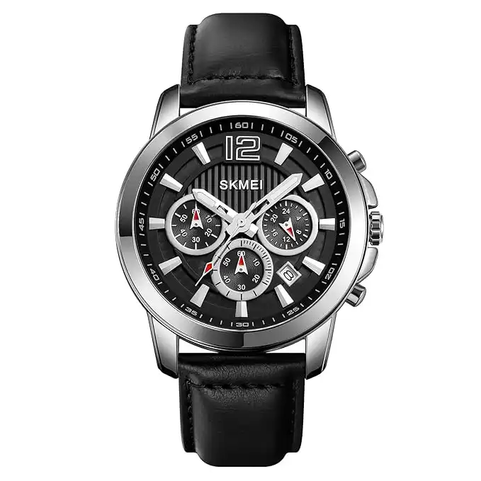 Product image of SKMEI 1989 men's chronograph quartz watch with a leather strap