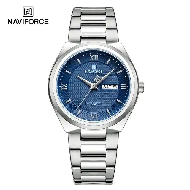 Product image of Naviforce NF8030 men's watches with a stainless steel strap with multiple color combinations.
