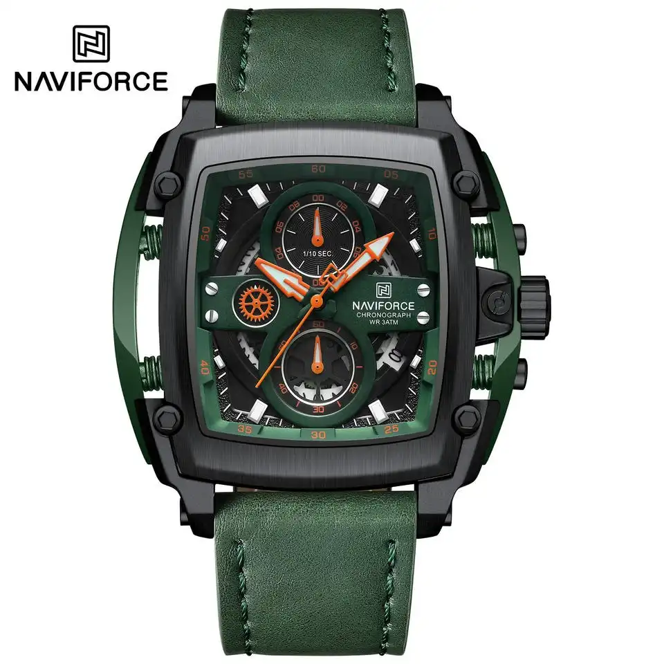 Product image of Naviforce NF8067 Multifunctional Chronograph Leather Strap Wrist Watch for Men.