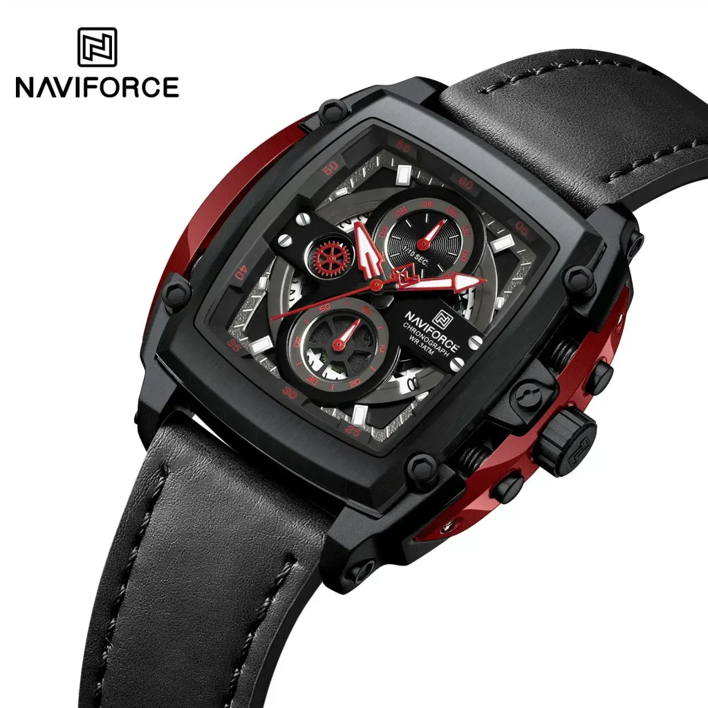 Product image of Naviforce NF8067 Multifunctional Chronograph Leather Strap Wrist Watch for Men.