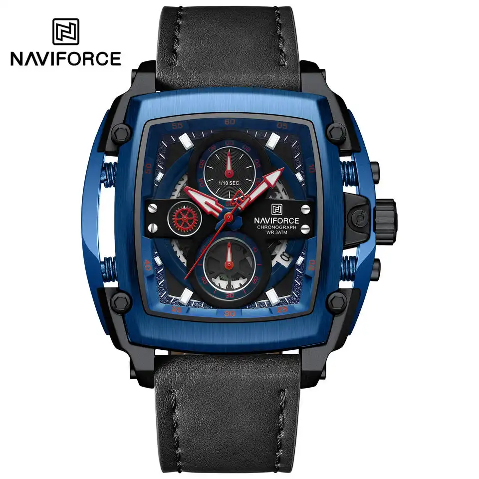 Product image of Naviforce NF8067 Multifunctional Chronograph Leather Strap Wrist Watch for Men.