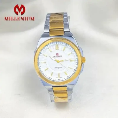 Millenium MW58343G men's business minimalist style stainless steel analog date display watch.