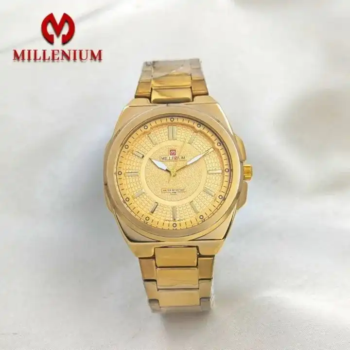 Product image of Millenium MW58343G men's business minimalist style stainless steel analog date display watch.
