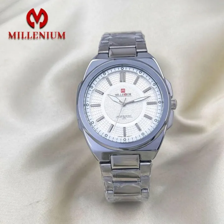 Product image of Millenium MW58343G men's business minimalist style stainless steel analog date display watch.