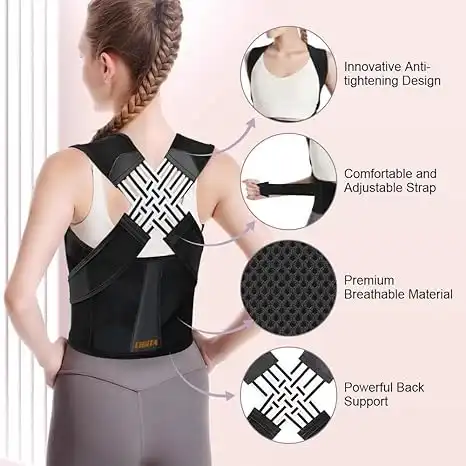 Product image of Body Posture Corrector Belt for Men & Women | Back Straight Belt for Pain Relief, Shoulder Support & Spine Alignment | Adjustable Upper Back Brace and Clavicle Support UNC-00501