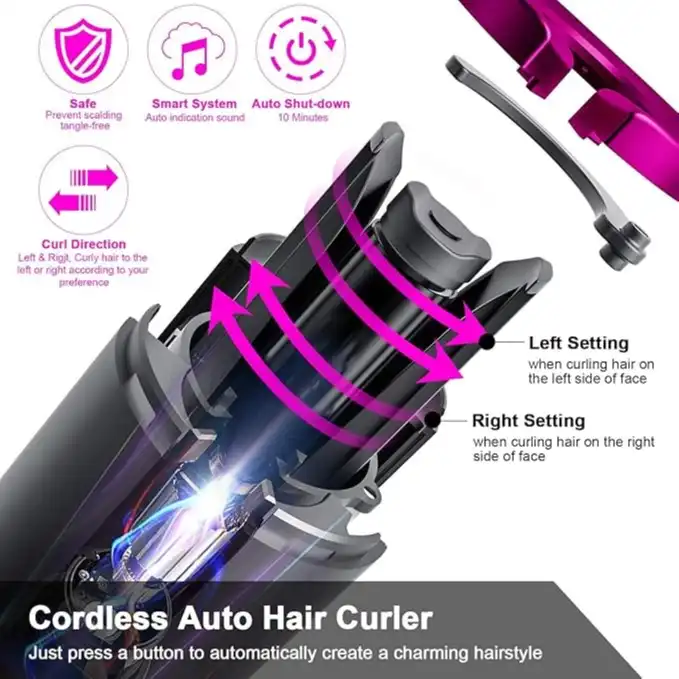 Product image of Professional Cordless Automatic Hair Curler – Portable USB Rechargeable Rotating Ceramic Curling Iron FSC-00131