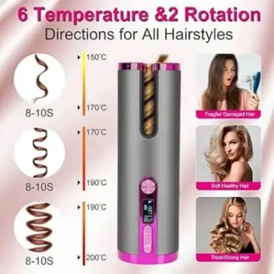 Professional Cordless Automatic Hair Curler – Portable USB Rechargeable Rotating Ceramic Curling Iron FSC-00131