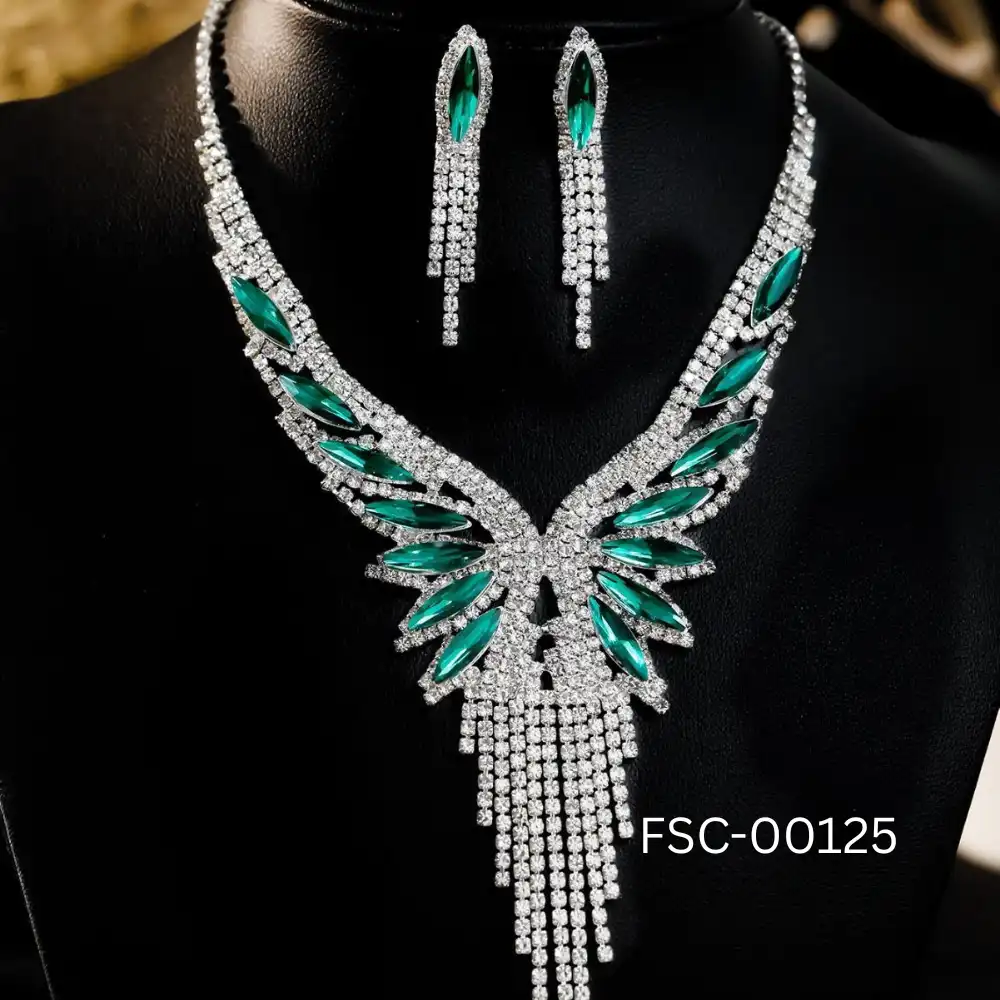 Product image of Exquisite Crystal Necklace Set for Women | Bridal & Party Wear Jewelry Set in Nepal
