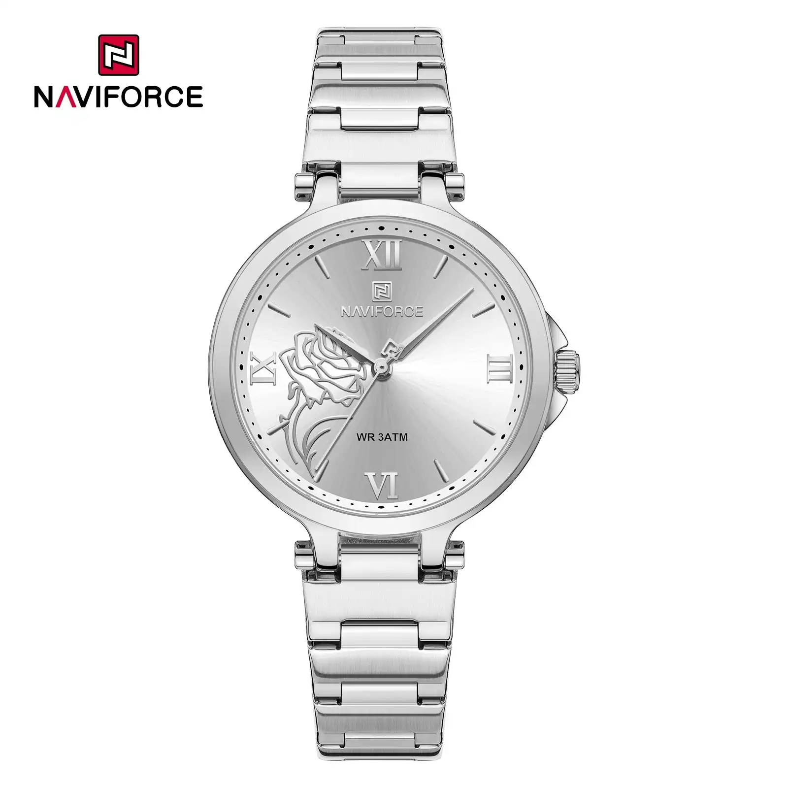 Product image of NAVIFORCE NF5060 Luxury Rose Pattern Ladies Quartz Watch – Stainless Steel Bracelet