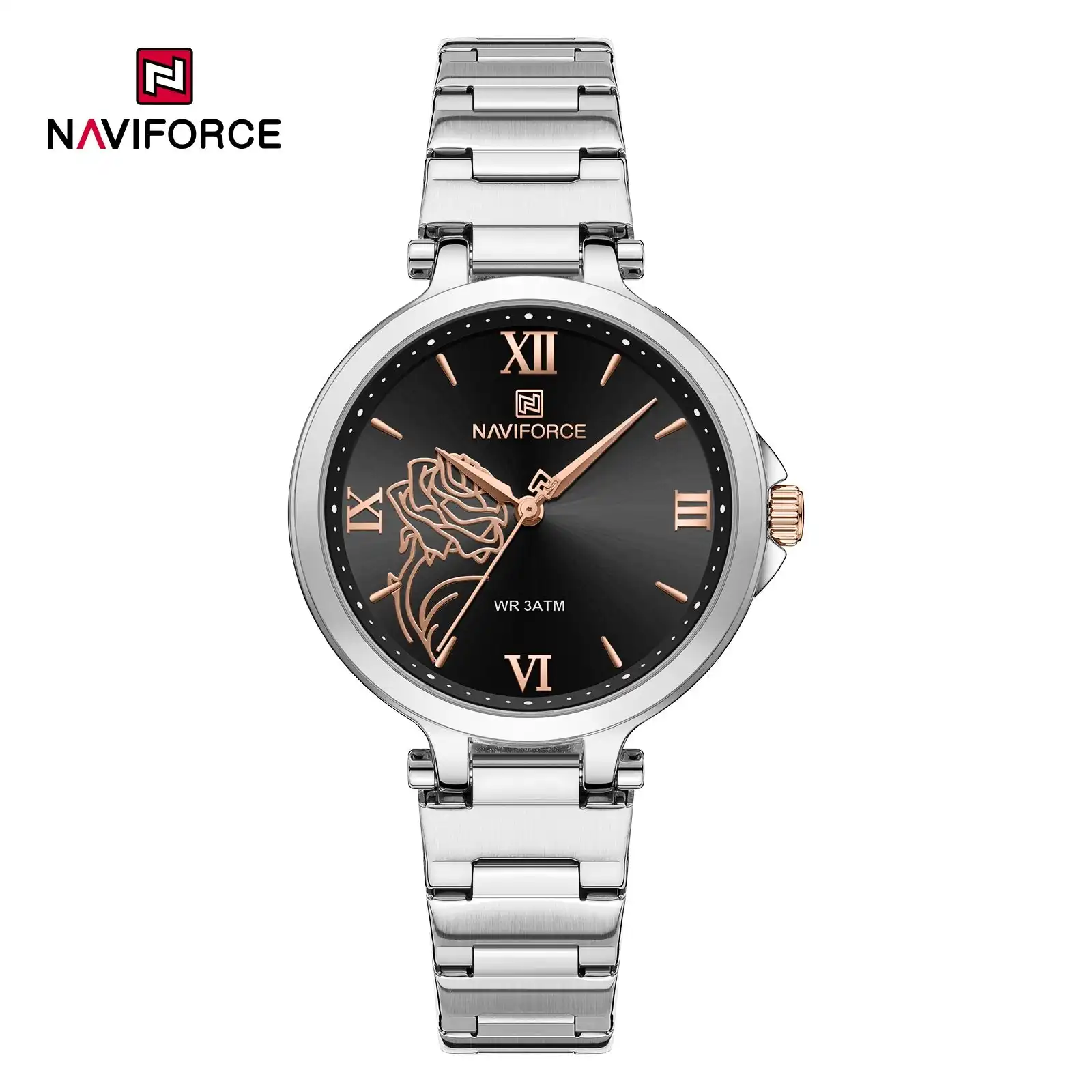 Product image of NAVIFORCE NF5060 Luxury Rose Pattern Ladies Quartz Watch – Stainless Steel Bracelet