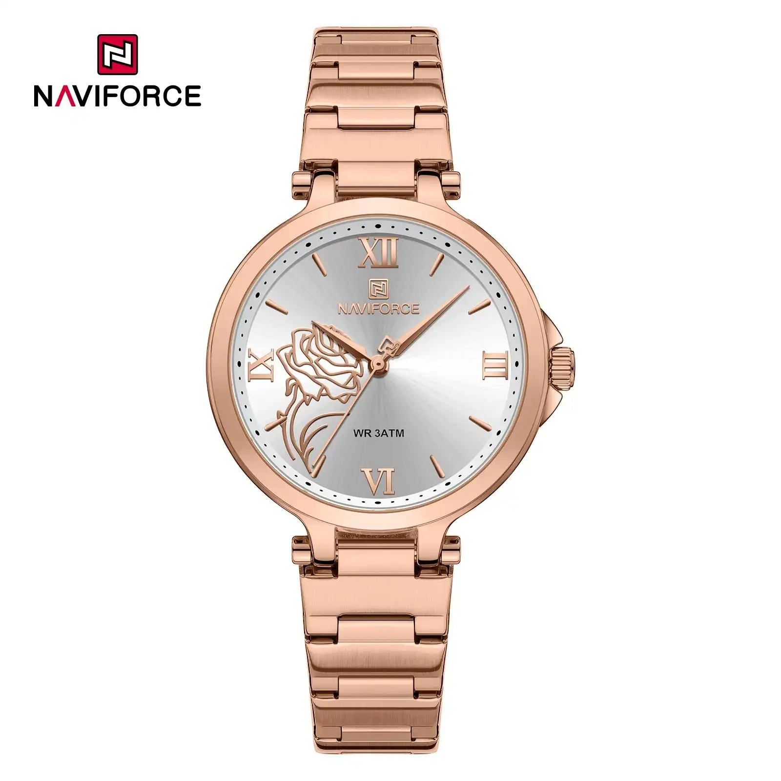 Product image of NAVIFORCE NF5060 Luxury Rose Pattern Ladies Quartz Watch – Stainless Steel Bracelet