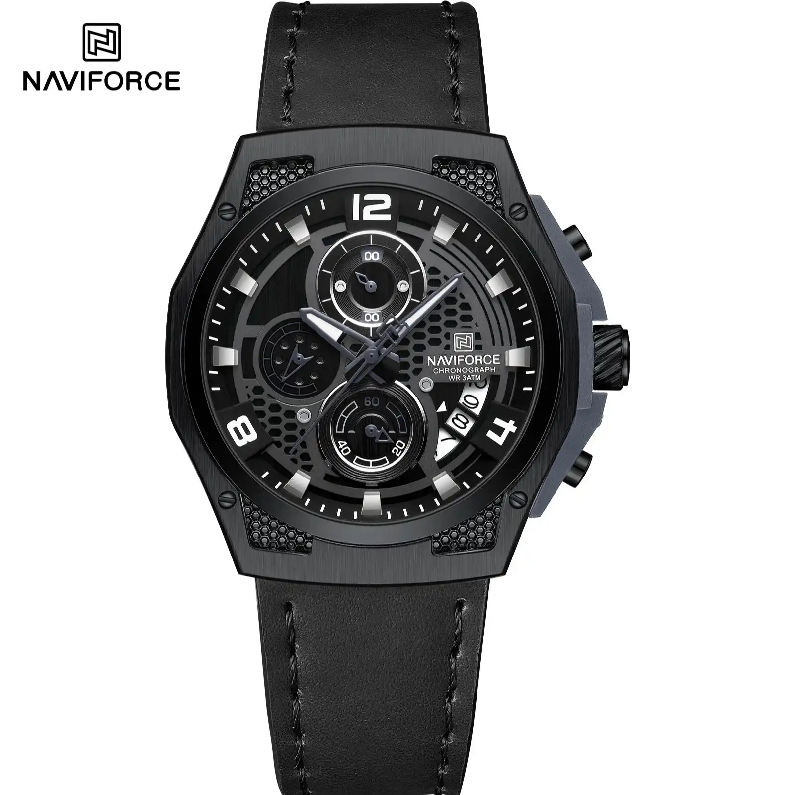Product image of Naviforce NF8051L Luxury Chronograph Men's Watch – Genuine Leather Strap & Luminous Hands