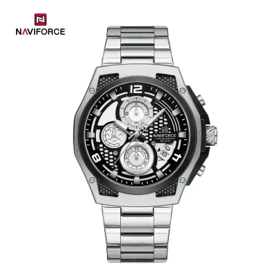 Naviforce NF8051S Men's Luxury Stainless Steel Chronograph Watch – Waterproof & Luminous