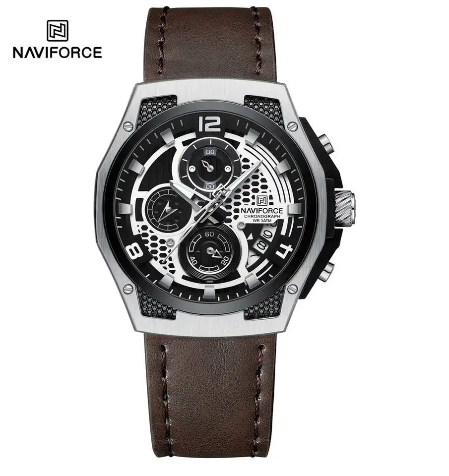 Product image of Naviforce NF8051L Luxury Chronograph Men's Watch – Genuine Leather Strap & Luminous Hands