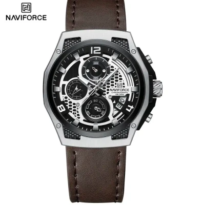 Naviforce NF8051L Luxury Chronograph Men's Watch – Genuine Leather Strap & Luminous Hands