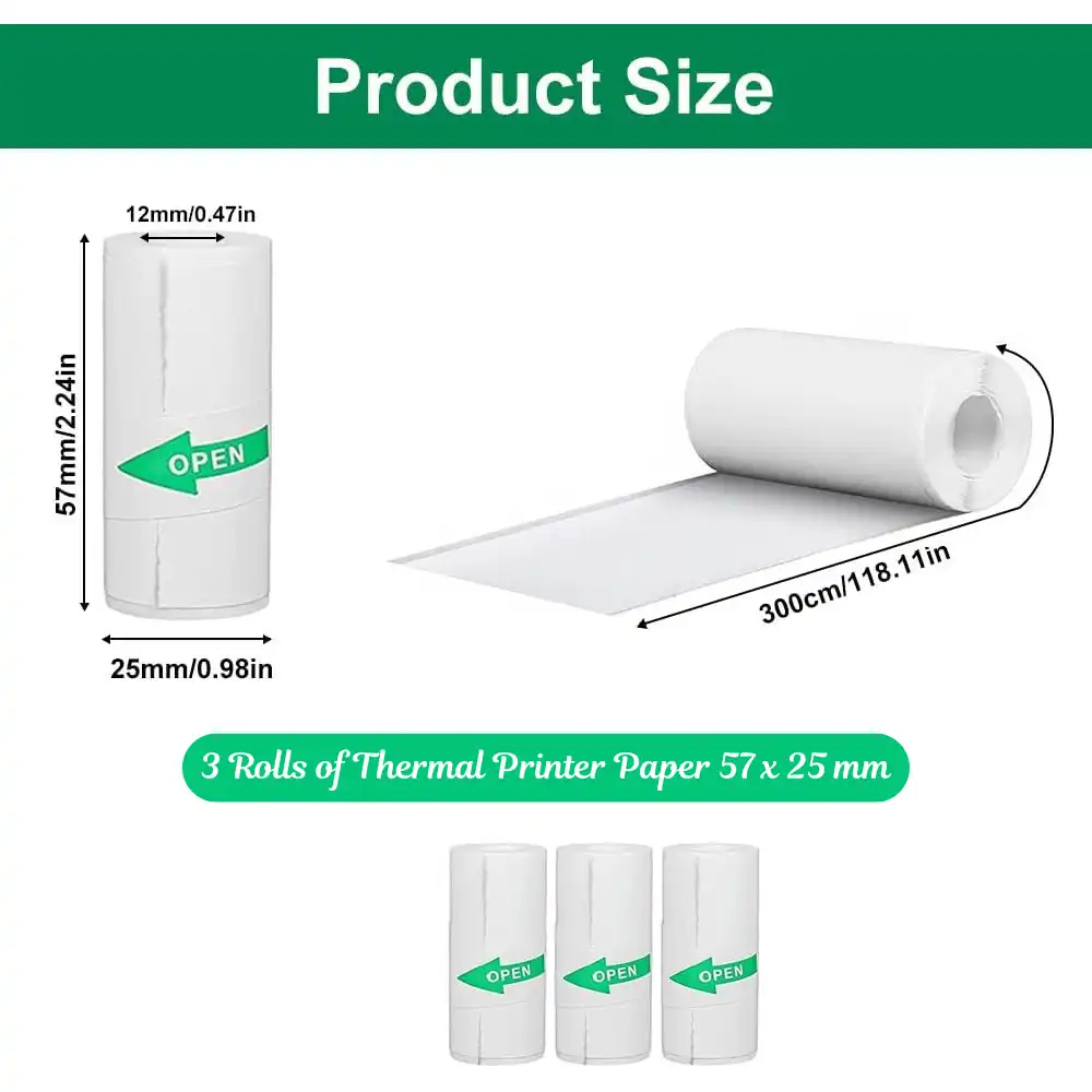 Product image of Premium Thermal Paper Roll (57mm x 25mm) for POS & Billing Machines