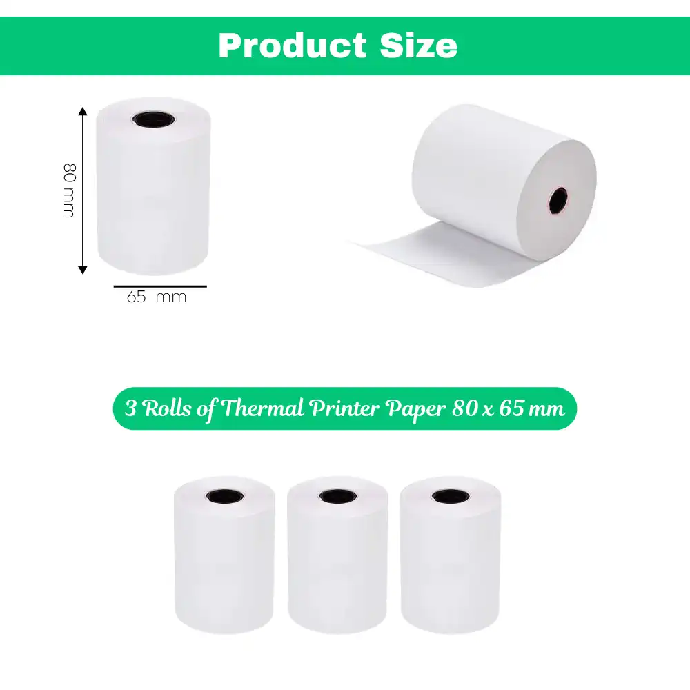 Product image of High-Quality 80mm x 65mm Thermal Paper Roll for POS Billing Printers