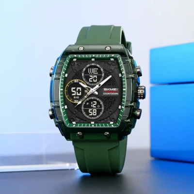 SKMEI 2602 Men’s Dual Time Sports Watch | Digital Chronograph Multifunction Watch | Silicone Strap