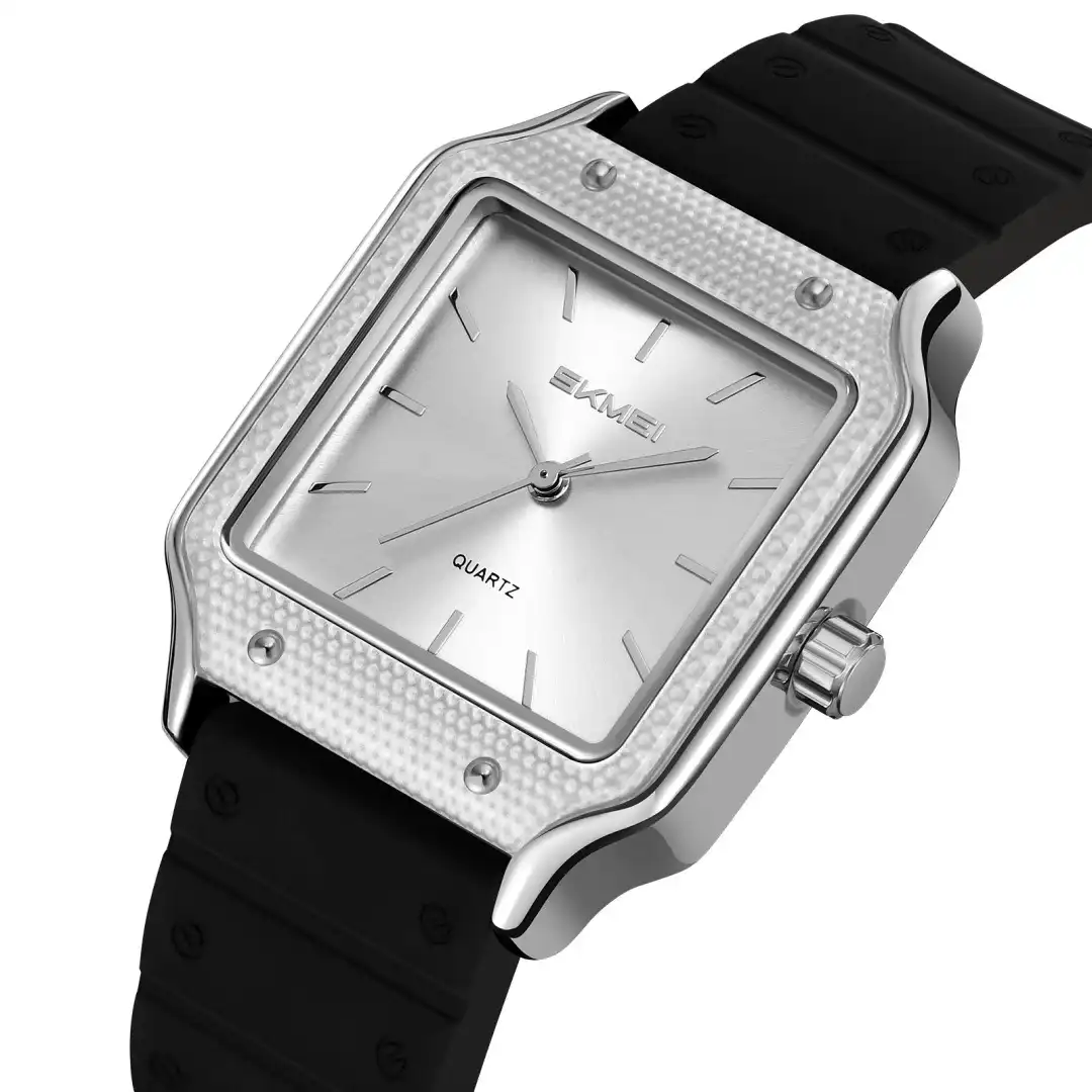 Product image of SKMEI 2528 Men’s Square Quartz Watch with Comfortable Rubber Strap – Stylish Analog Wristwatch