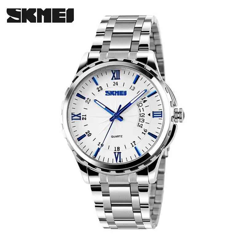 Product image of SKMEI 9069 Men’s Luxury Business Quartz Watch with Stainless Steel Strap, Roman Numeral Dial & Date Display