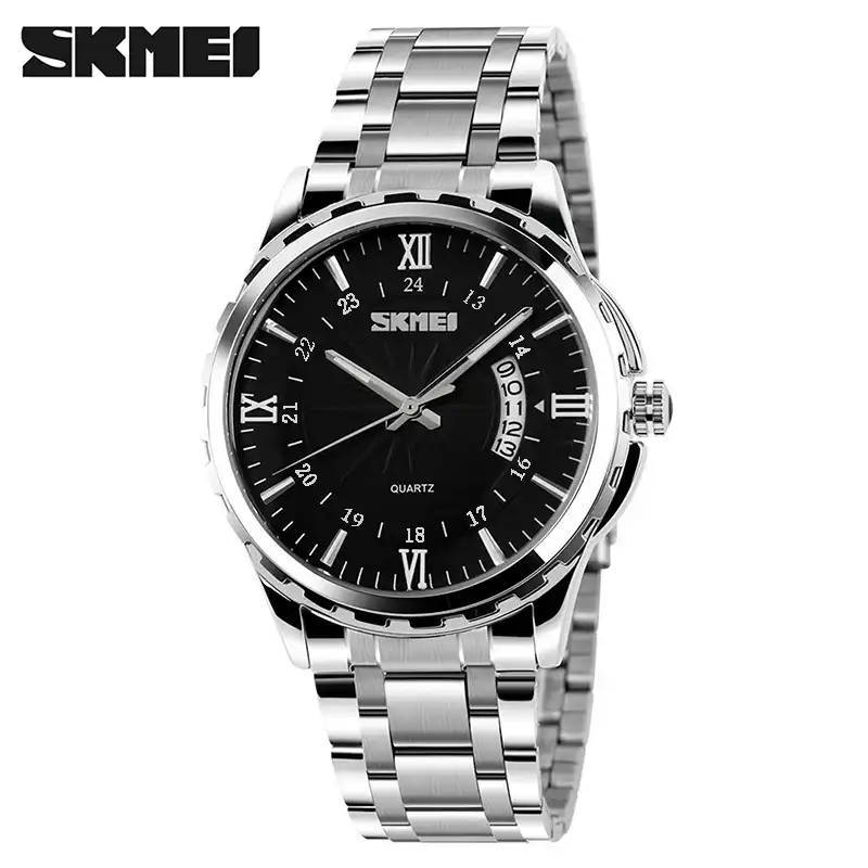Product image of SKMEI 9069 Men’s Luxury Business Quartz Watch with Stainless Steel Strap, Roman Numeral Dial & Date Display
