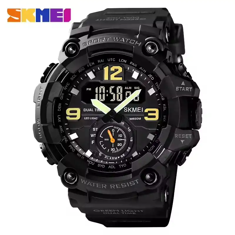 Product image of SKMEI 1637 Men’s Digital Analog Sports Watch | Dual Time Display, Chronograph Style Dial & Durable Rubber Strap