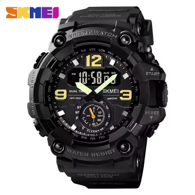 SKMEI 1637 Men’s Digital Analog Sports Watch | Dual Time Display, Chronograph Style Dial & Durable Rubber Strap