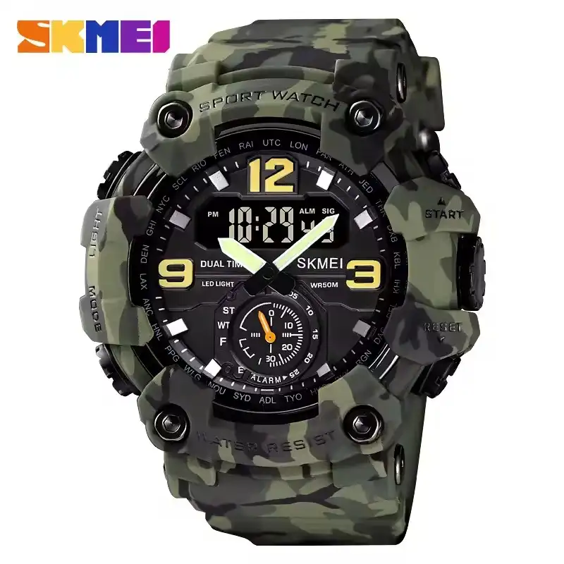 Product image of SKMEI 1637 Men’s Digital Analog Sports Watch | Dual Time Display, Chronograph Style Dial & Durable Rubber Strap