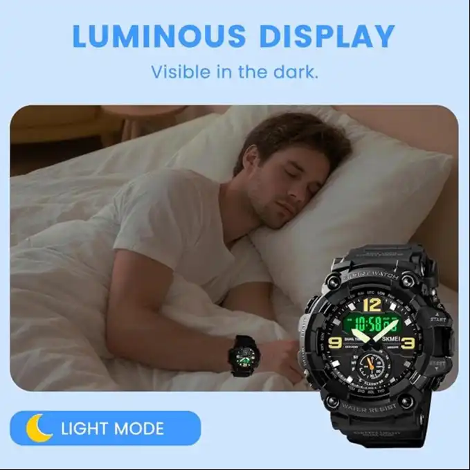 Product image of SKMEI 1637 Men’s Digital Analog Sports Watch | Dual Time Display, Chronograph Style Dial & Durable Rubber Strap