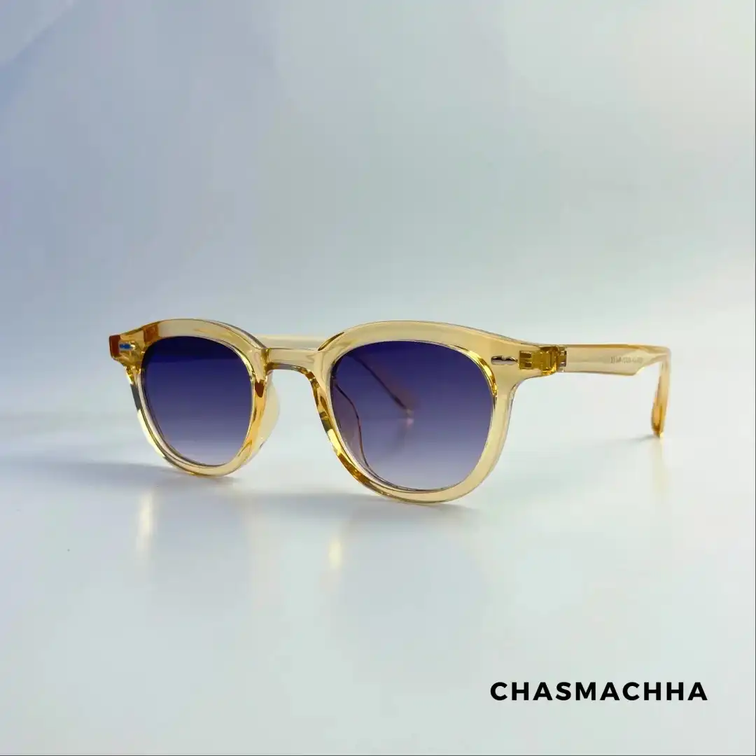 Product image of Regular Golden Transparent Body with Black Lens Round Small