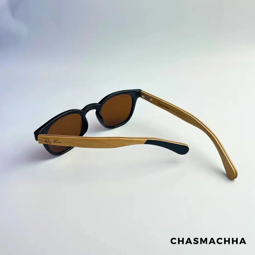 Product image of Handmade Wooden Rayban Shared Brown&Black Sunglass