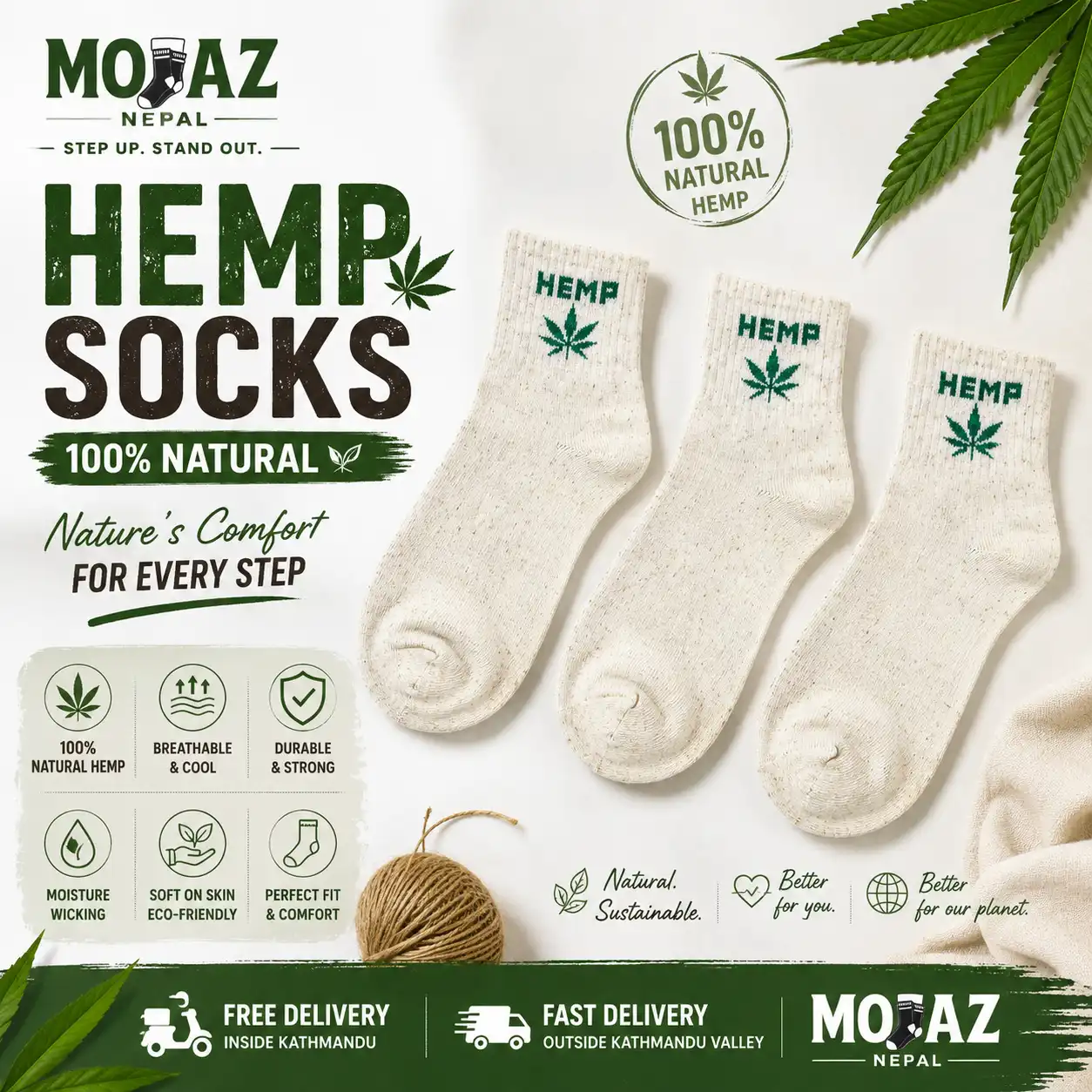 Product image of Hemp Premium Medium Half socks