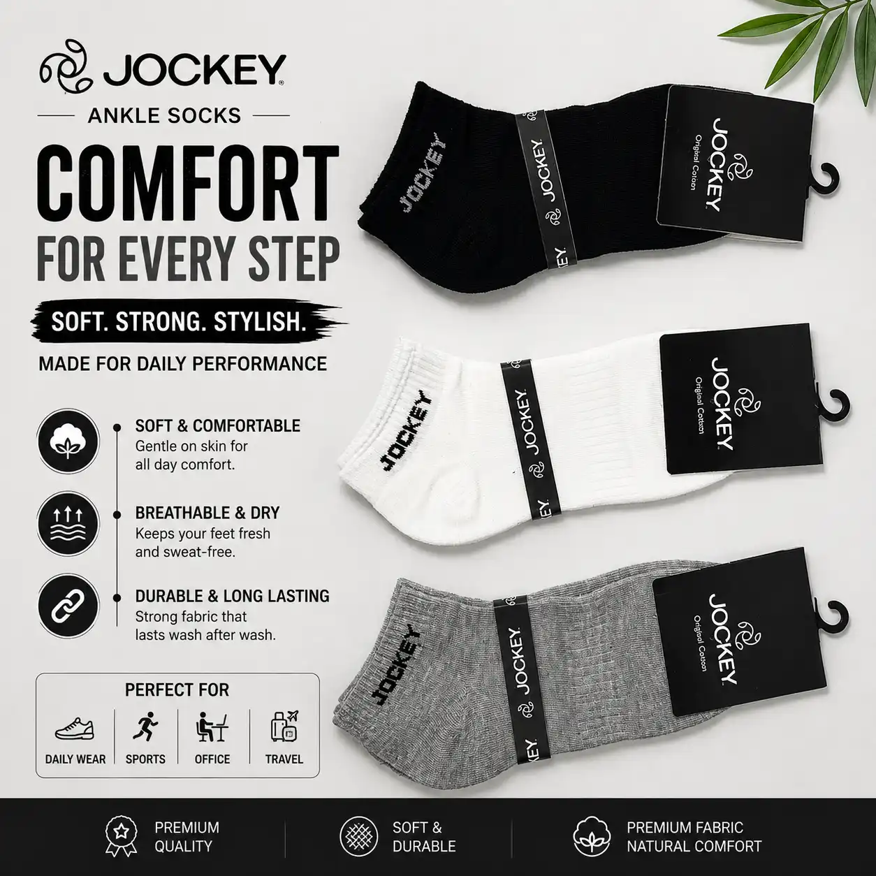 Product image of Jockey Premium Ankle Socks