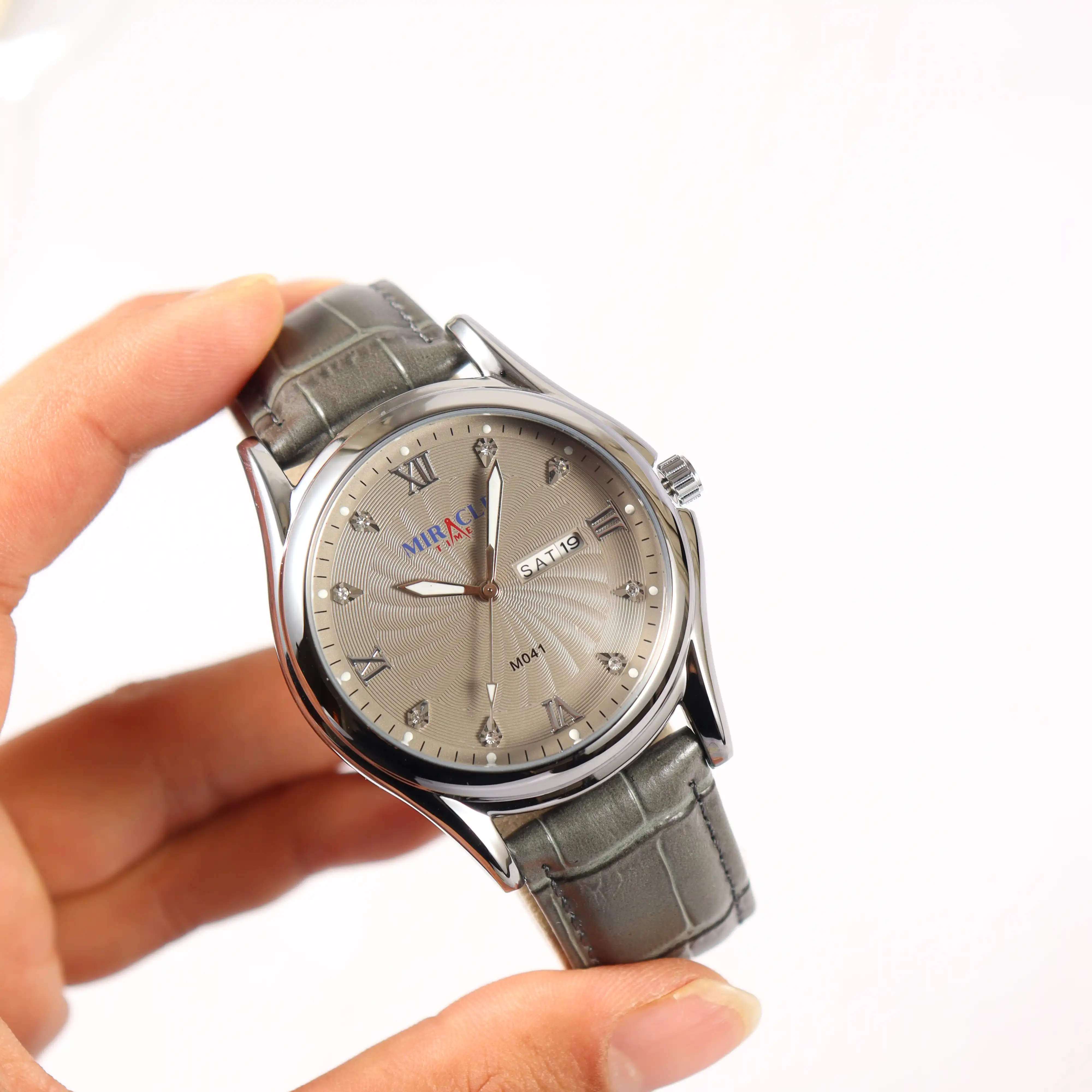 Product image of Miracle Time M041 Olive Gray Leather Belt 3 ATM Water Resistance  Watch