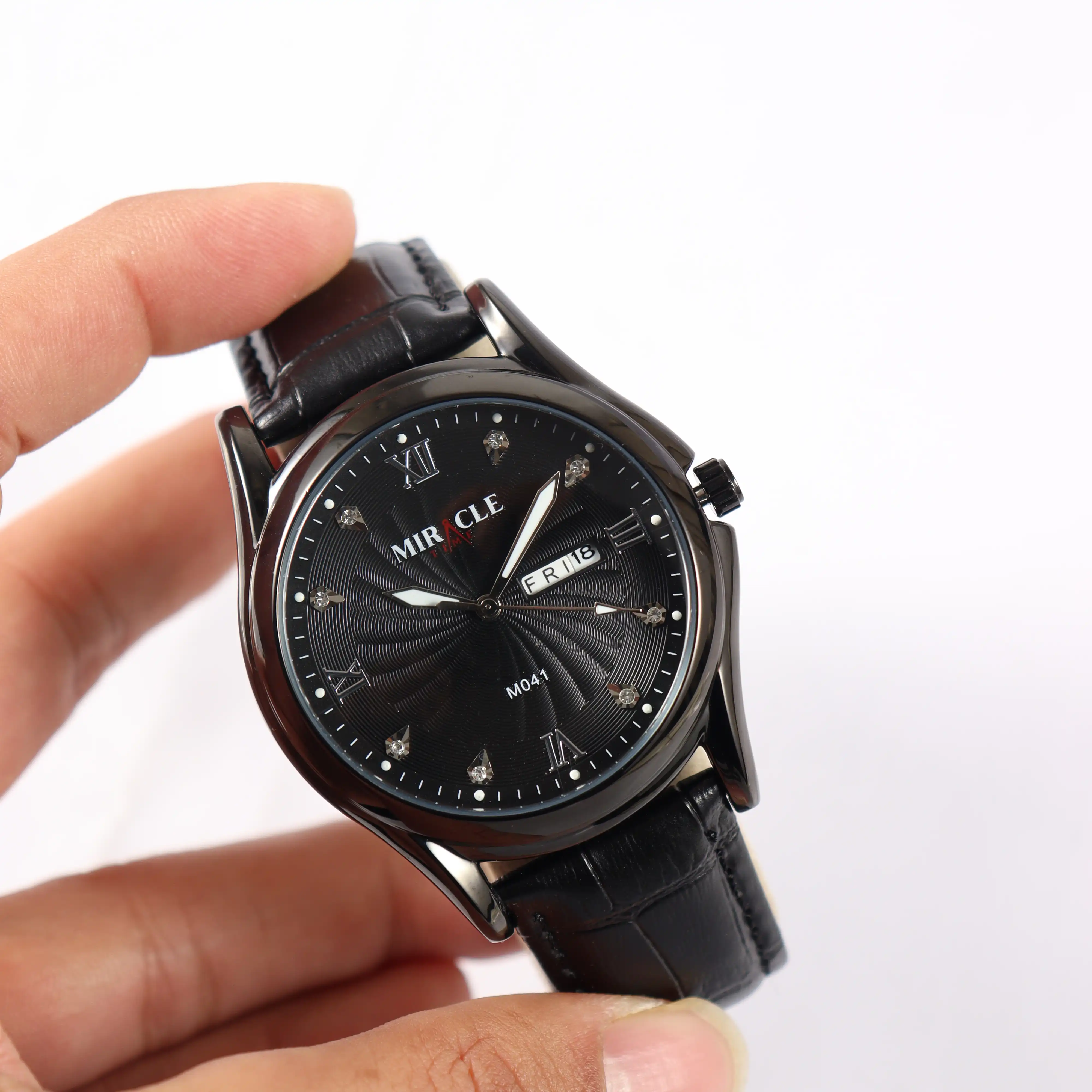 Product image of Miracle Time M041 Black Leather Black Dial Belt 3 ATM Water Resistance  Watch
