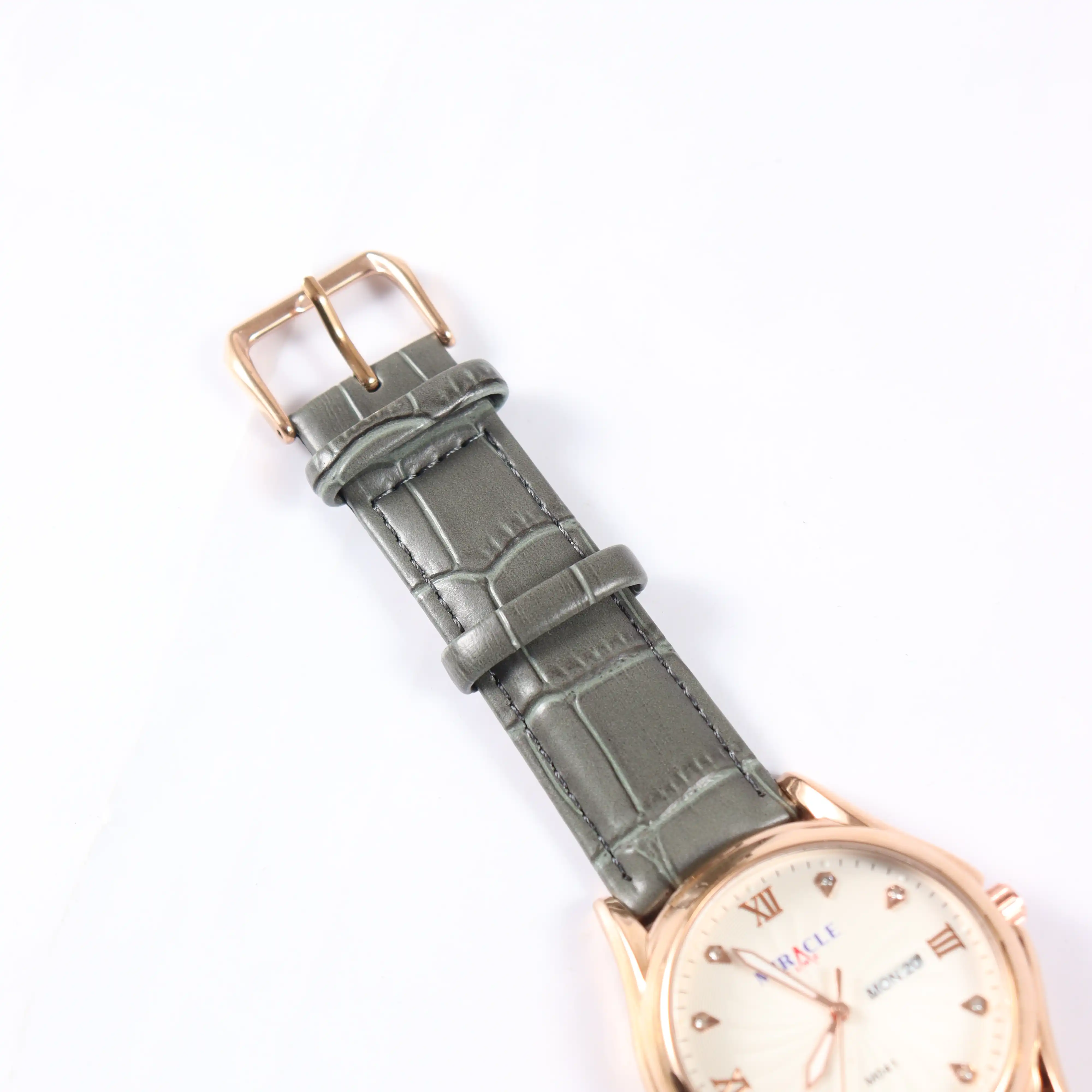 Product image of Miracle Time M041 Olive Gray Leather Belt White Dial 3 ATM Water Resistance  Watch