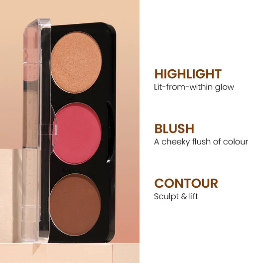 Product image of Swiss Beauty Cheek-A-Boo 3-in-1 Face Palette with Blusher , Contour and Highlighter