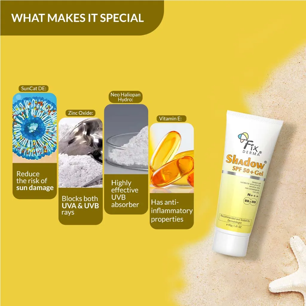 Product image of Fixderma Shadow SPF 50+ Gel Sunscreen | Perfect for all-season sun protection with SPF 50+